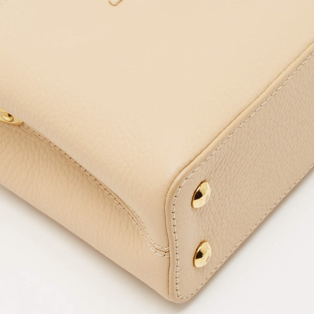 Louis Vuitton Capucines Mini Beige/Black Leather and Python Top Handle Bag