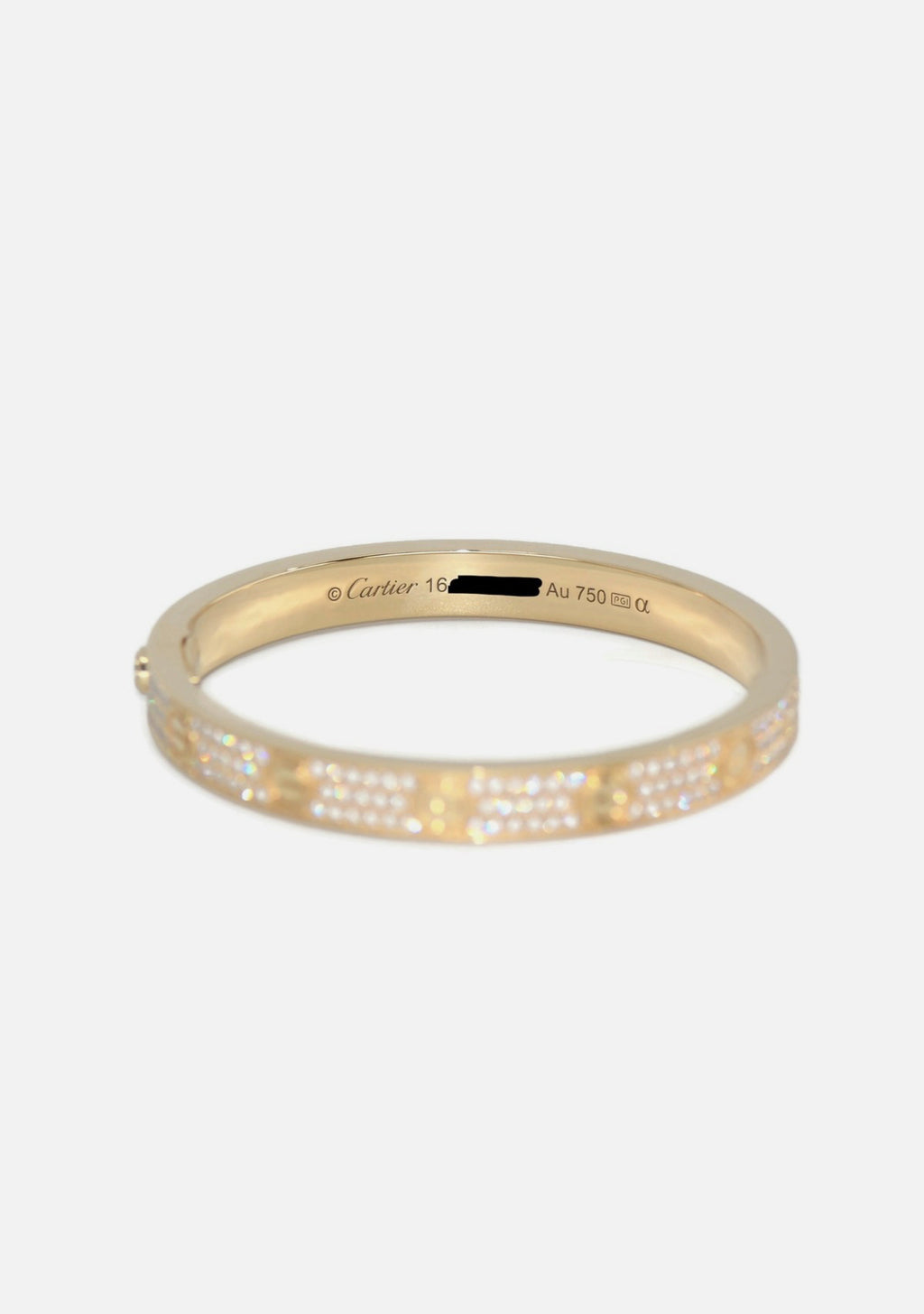 Cartier Diamond Pave 18K Yellow Gold Love Bracelet Size 16