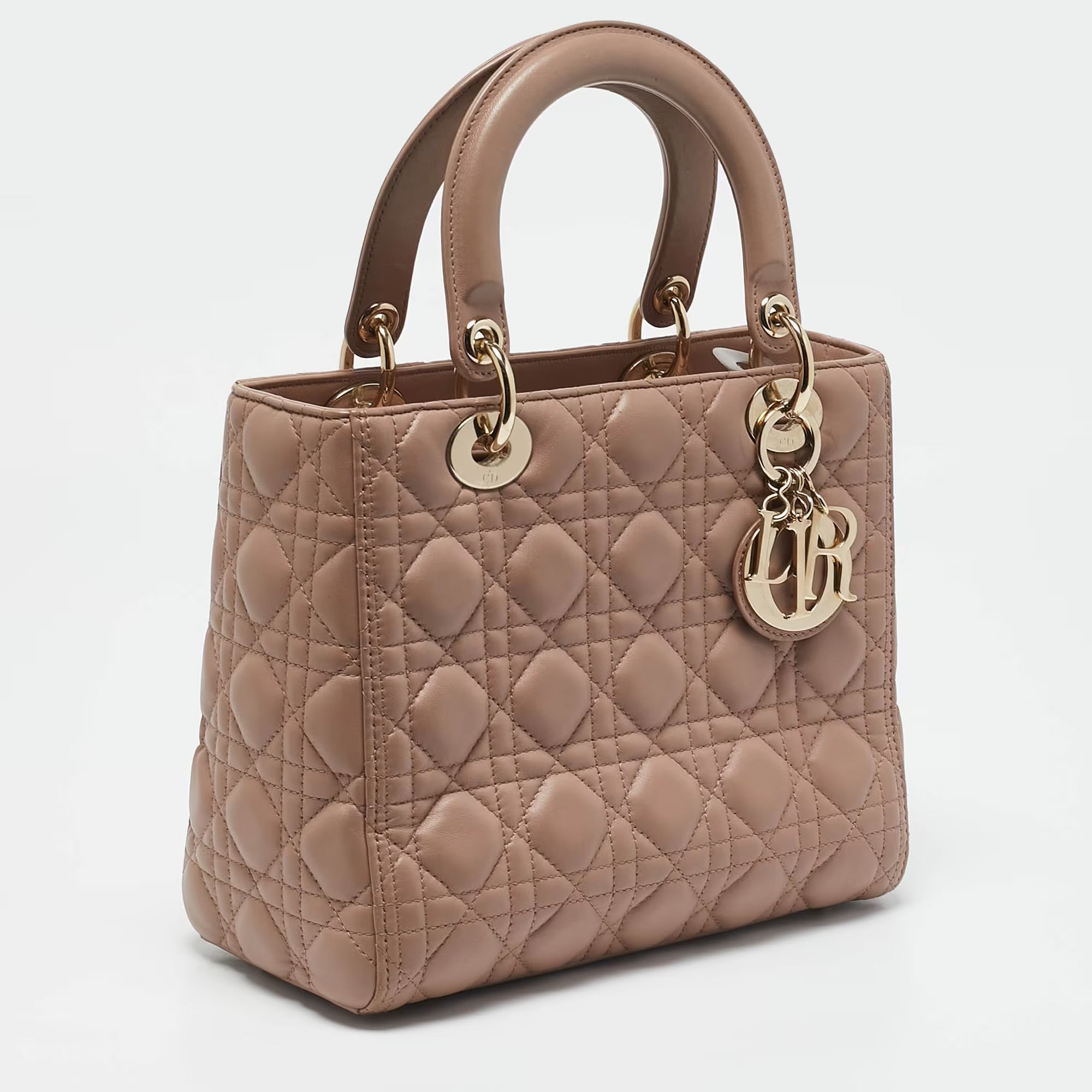 Dior Lady Dior Medium Beige Leather Tote Bag