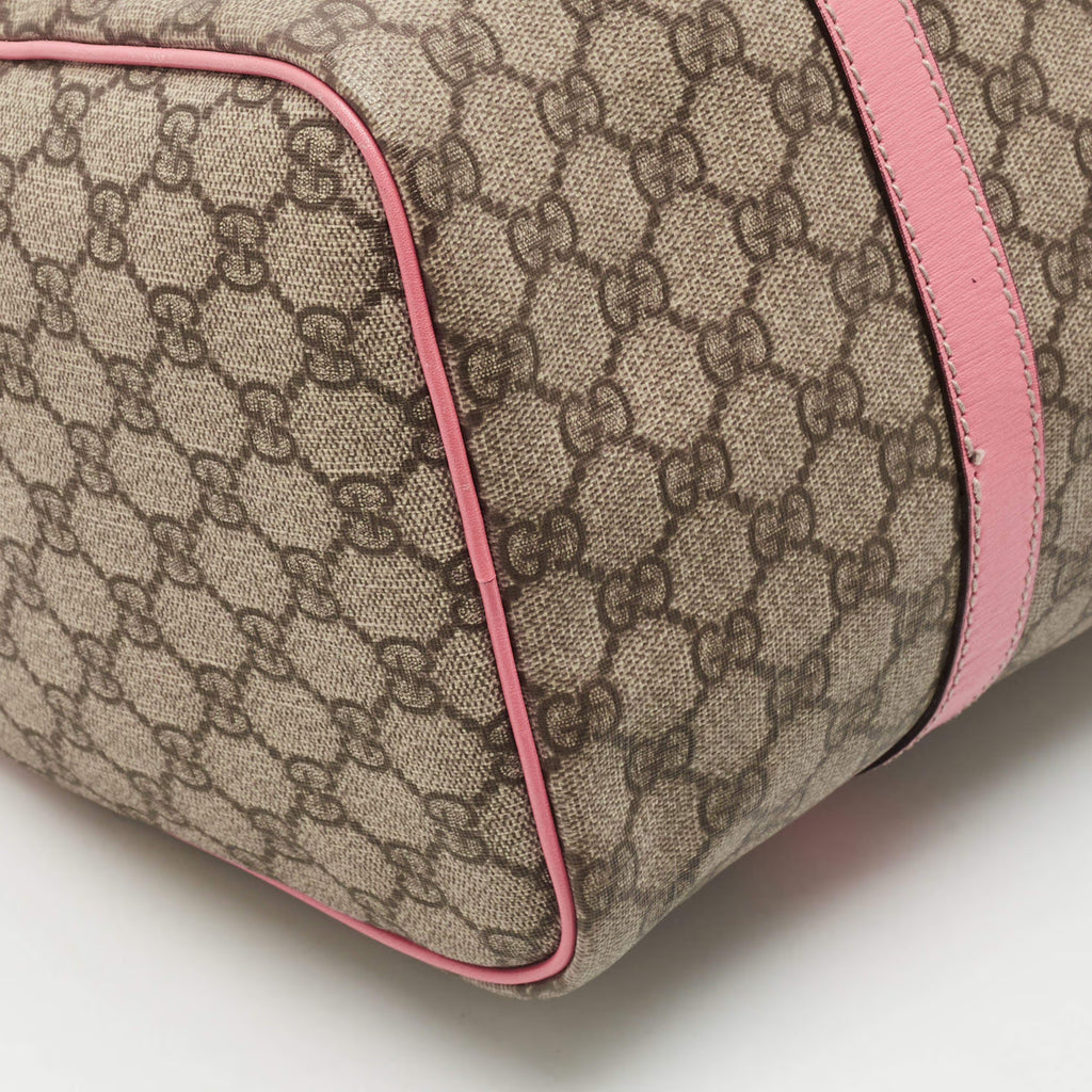 Gucci Joy Medium Pink/Beige GG Supreme Canvas and Leather Boston Bag