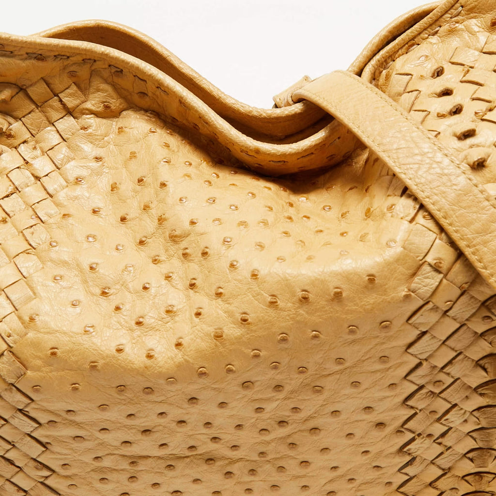 Bottega Veneta Tan Ostrich Leather Hobos
