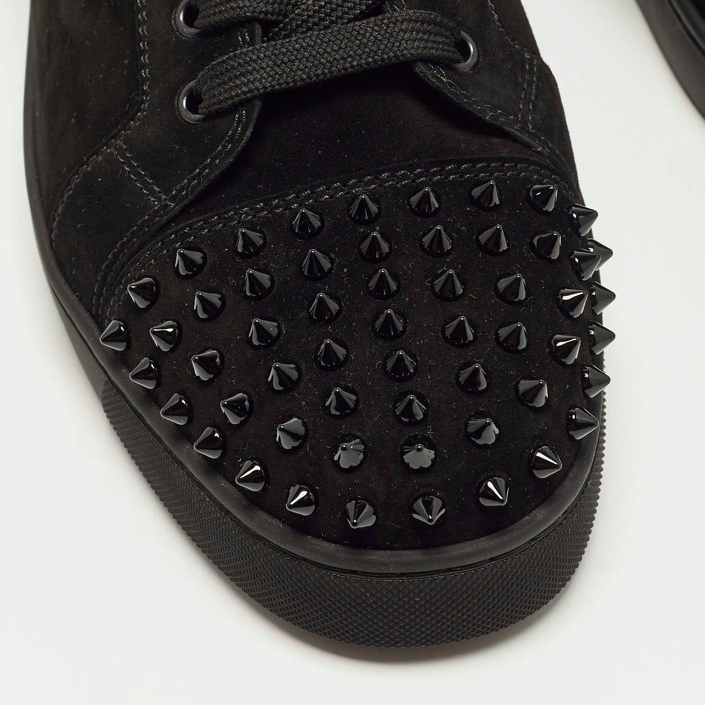 Christian Louboutin Louis Junior Spikes Size 44.5 Black Suede Low Top Sneakers