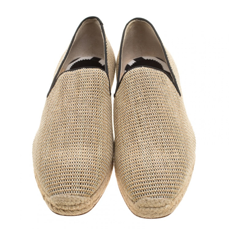 Christian Louboutin Beige Woven Raffia Relax Espadrilles Size 45