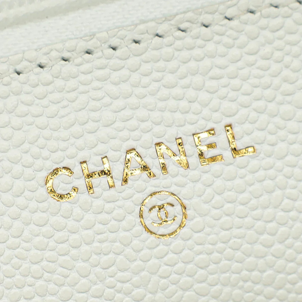 Chanel CC Classic Wallet on Chain White