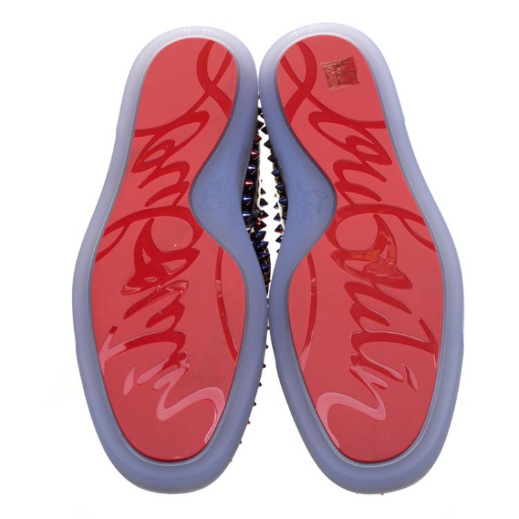 Christian Louboutin Ombrè Glitter Patent Leather Spike Pik Boat Slip On Sneakers Size 43.5