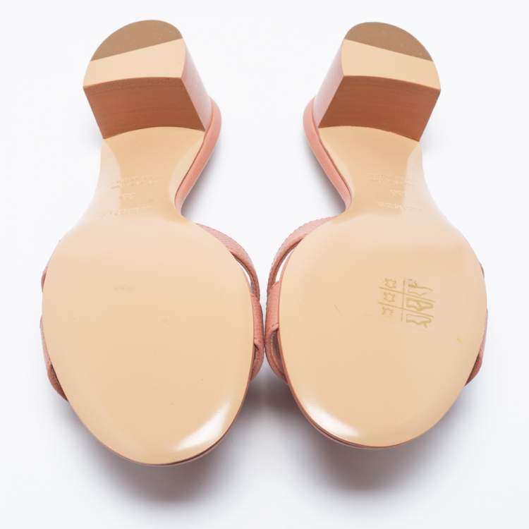 Hermès Pink Leather Oasis Sandals Size 36