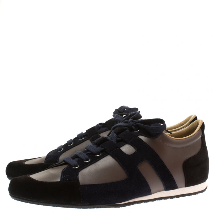 Hermes Tricolor Leather And Suede Tie Break Sneakers Size 45