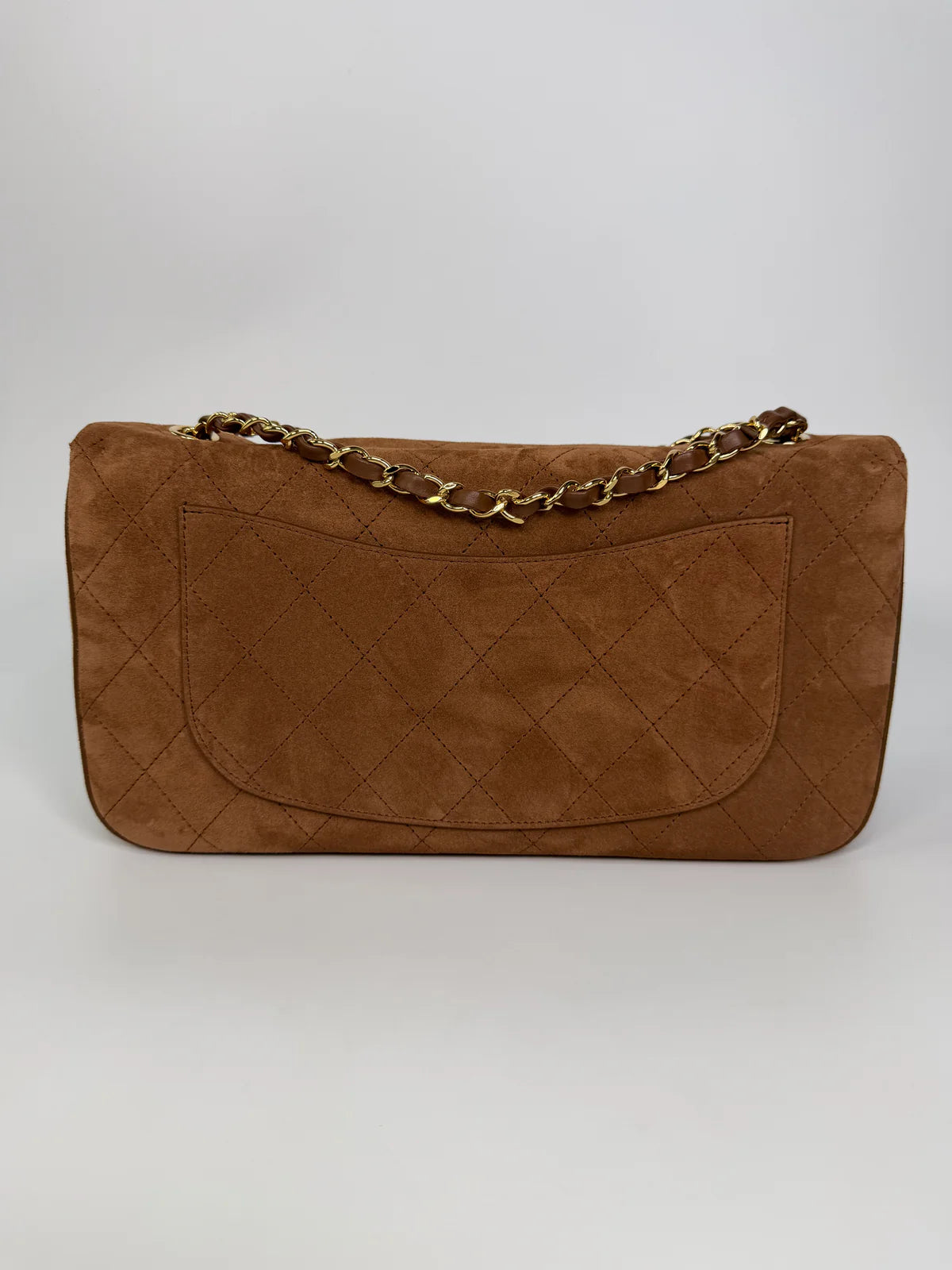 CHANEL MAXI FLAP IN TAN SUEDE WITH GOLD HARDWARE