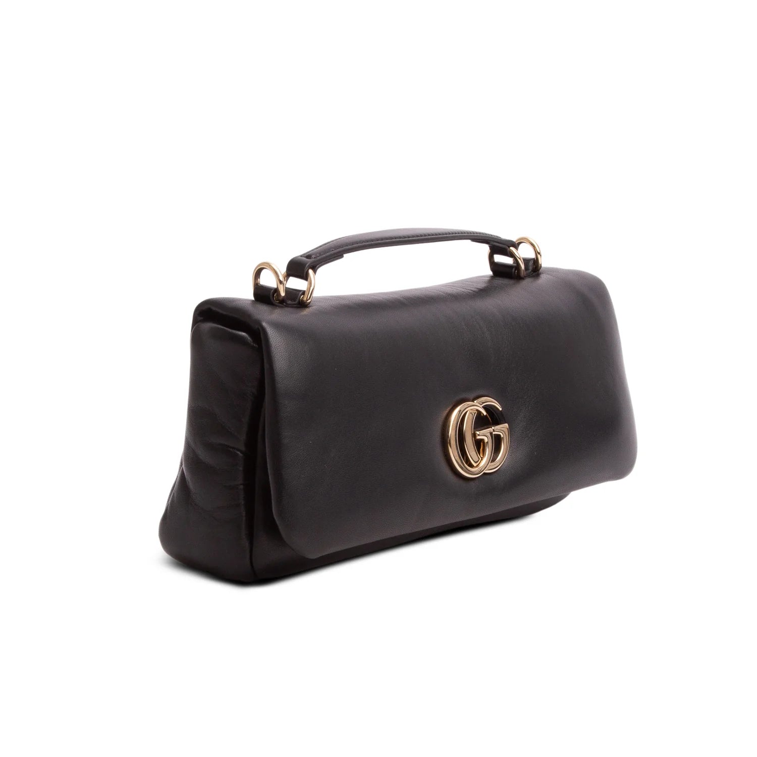 Gucci Black Lambskin Small GG Milano Top Handle Shoulder Bag
