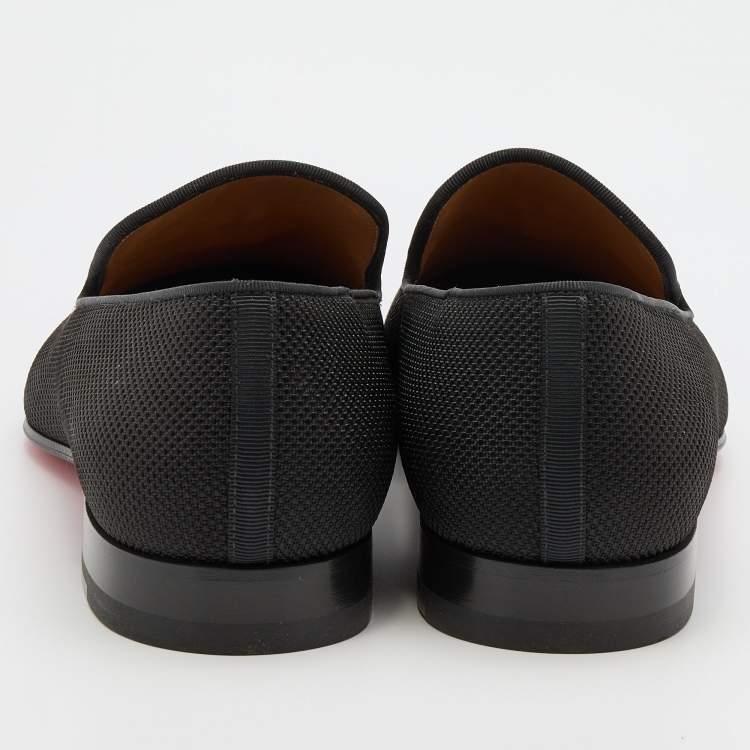 Christian Louboutin Black Nylon Rivalion Tassel Smoking Slippers Size 43