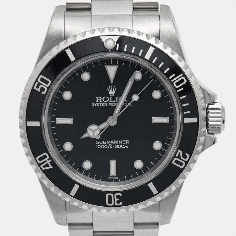 Rolex Black Stainless Steel Submariner 14060 Men's Wristwatch 40 mm