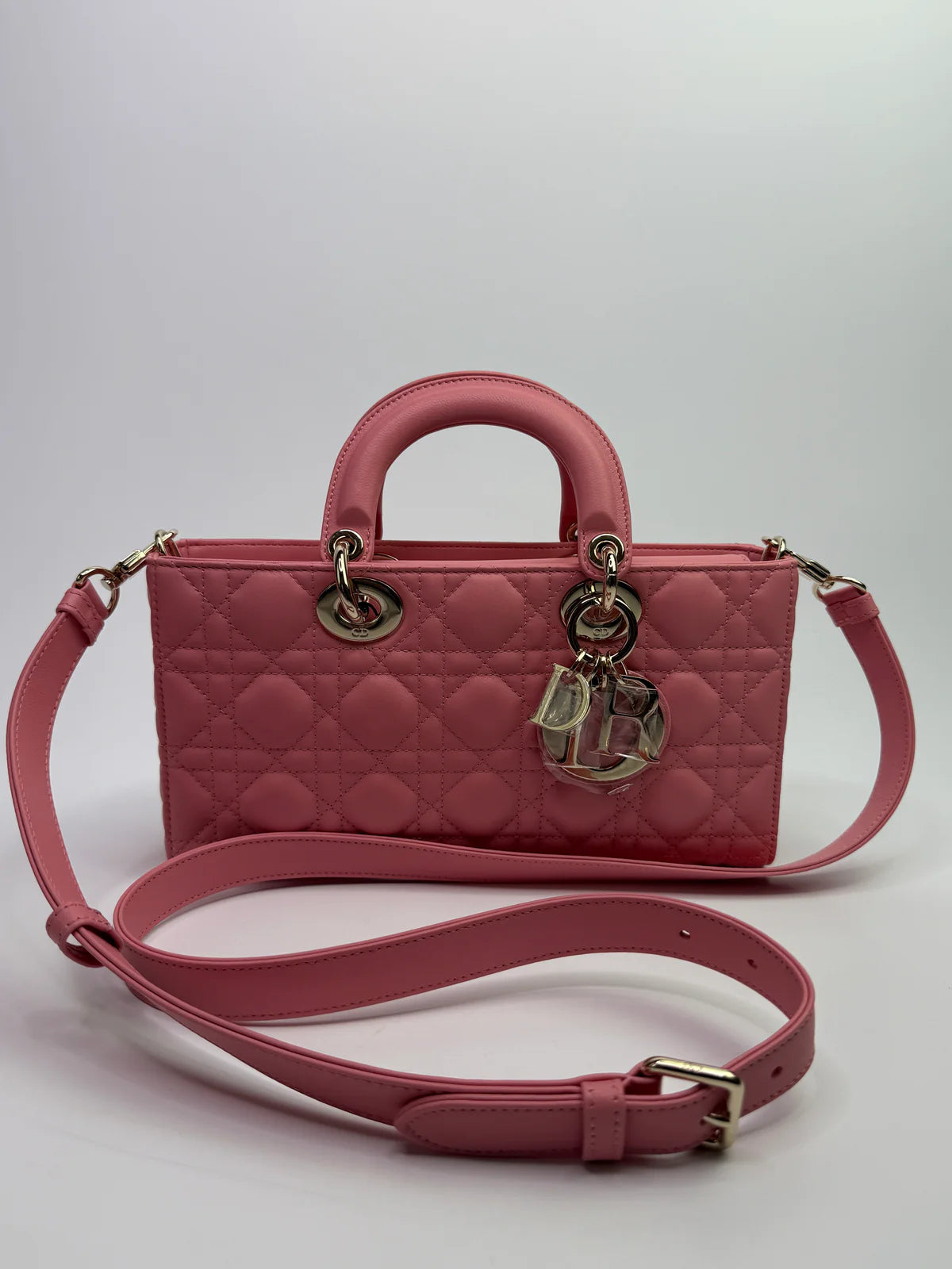 CHRISTIAN DIOR MEDIUM D-JOY IN PINK WITH PALE GOLD HARDWARE