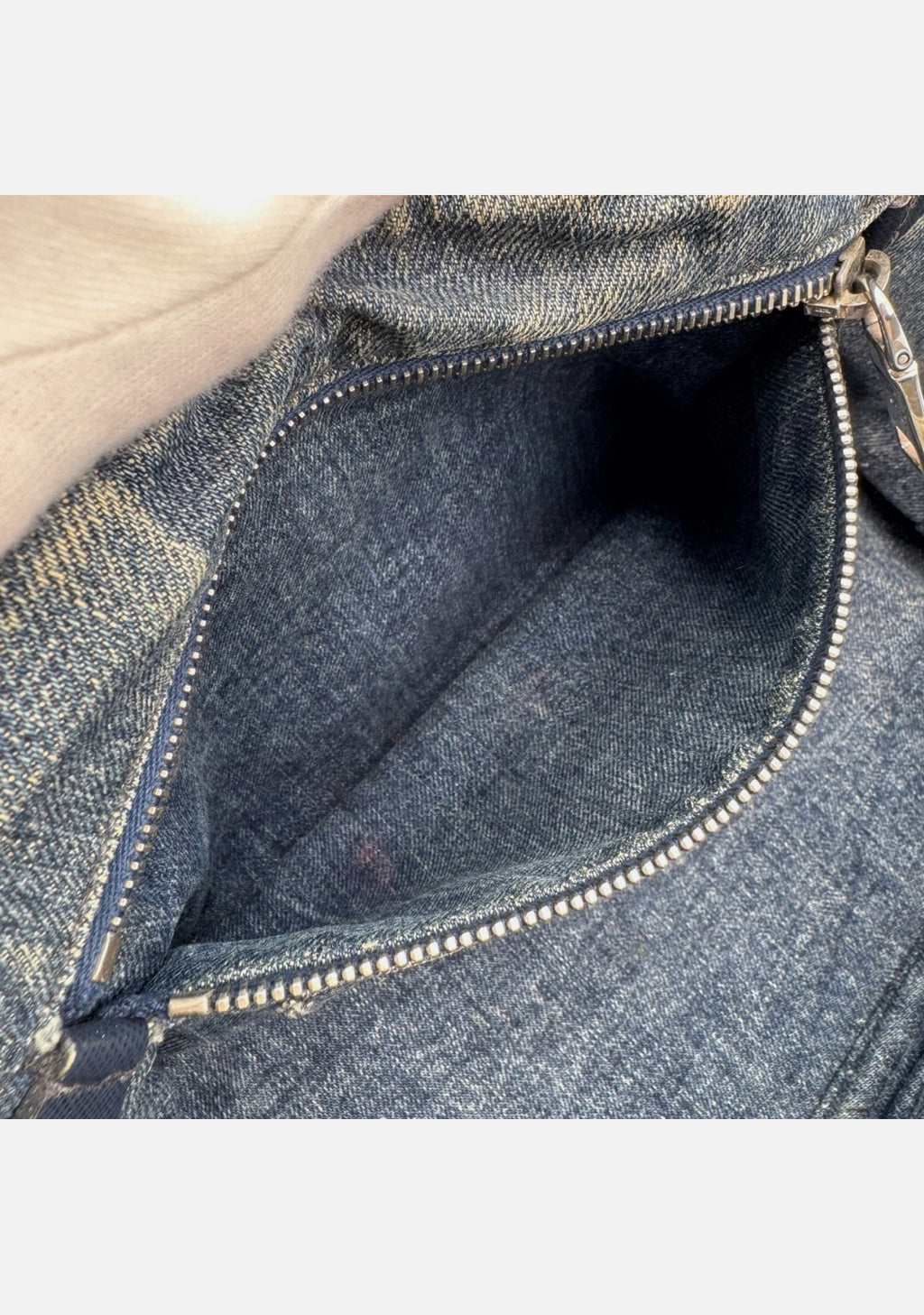 PRADA Canapa Tote Bag Bijoux Rhinestones Studs Denim Blue Bag