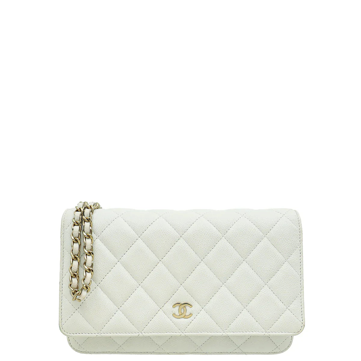 Chanel CC Classic Wallet on Chain White
