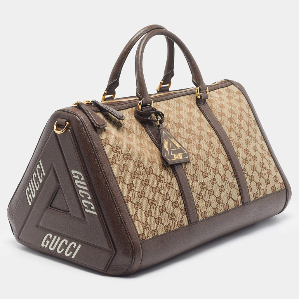 Gucci Palace Brown/Beige GG Canvas and Leather Duffel Bag