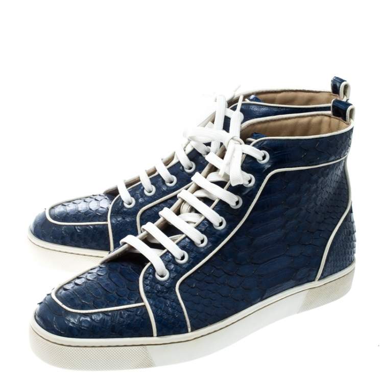Christian Louboutin Blue Python Leather Rantus Orlato High Top Sneakers Size 40