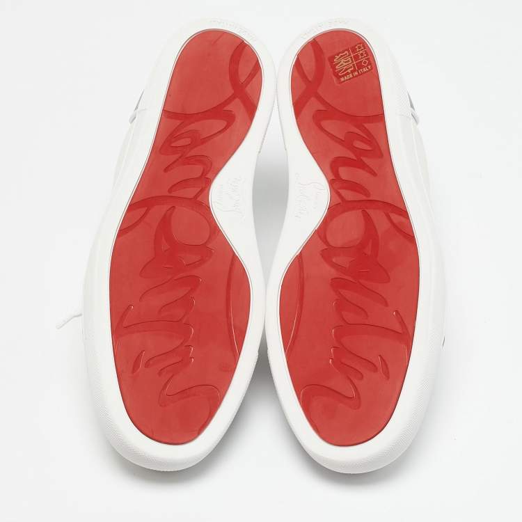 Christian Louboutin White/Green Leather Fun Vieira Sneakers Size 41