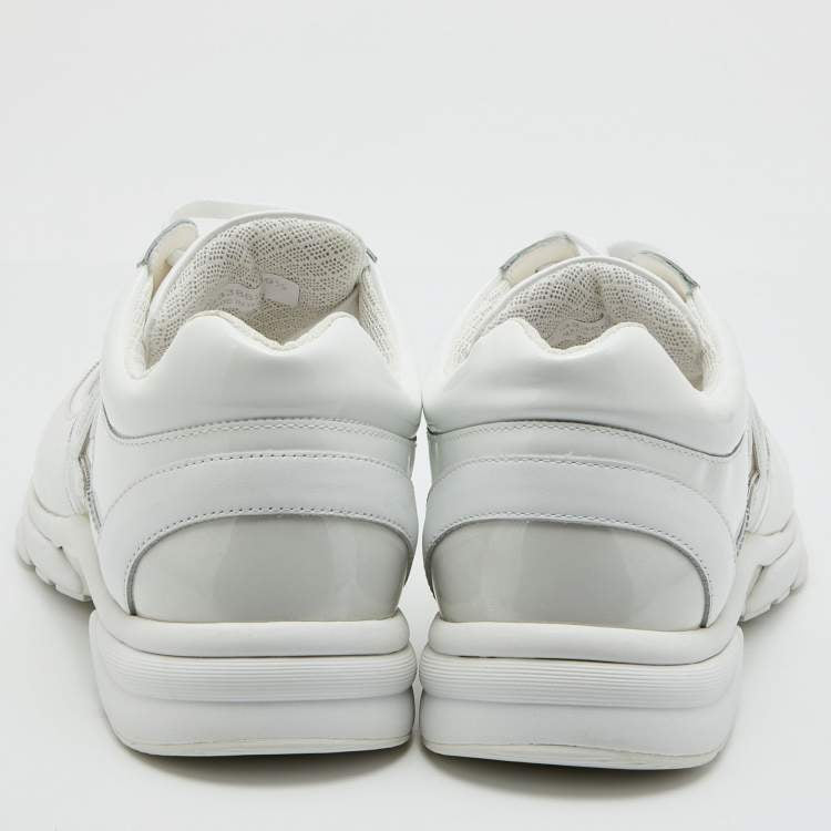 Chanel White PVC and Patent Leather CC Low Top Sneakers Size 39.5