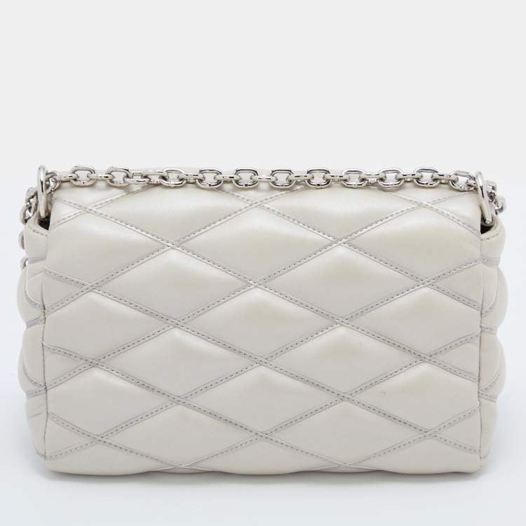 Louis Vuitton Silver Quilted Lambskin Leather GO-14 Malletage PM Bag