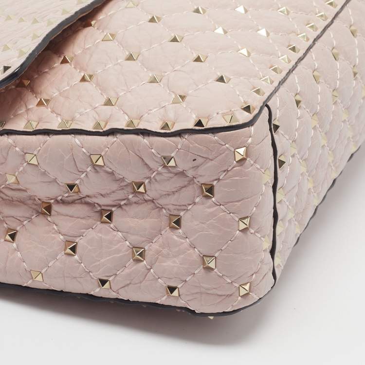 Valentino Rockstud Spike Large Pink Leather Top Handle Bag