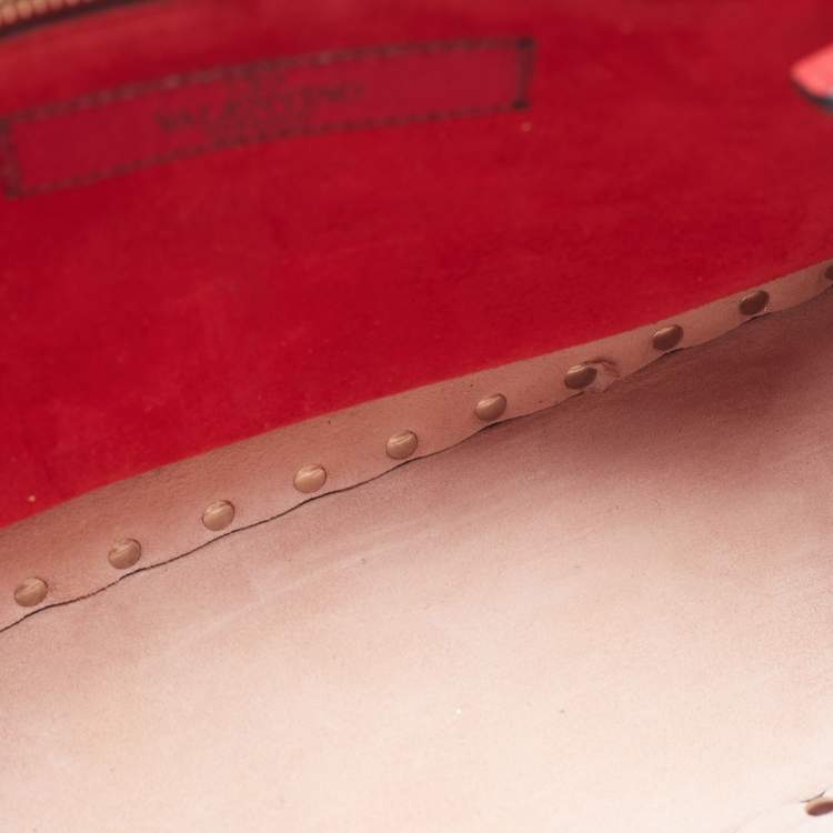 Valentino Rockstud Spike Large Pink Leather Top Handle Bag