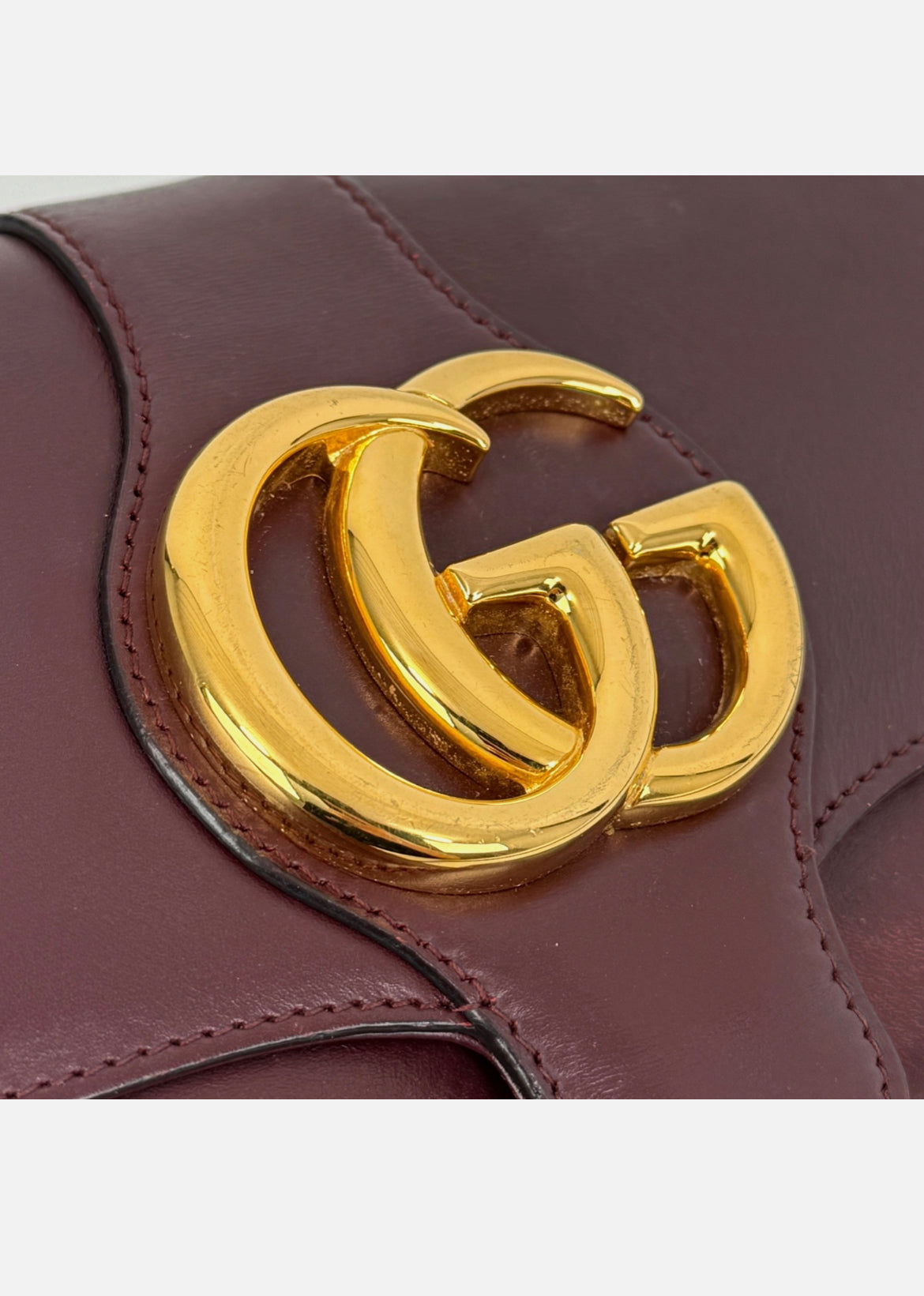 GUCCI Arli Shoulder Bag GG Marmont Burgundy Leather Crossbody