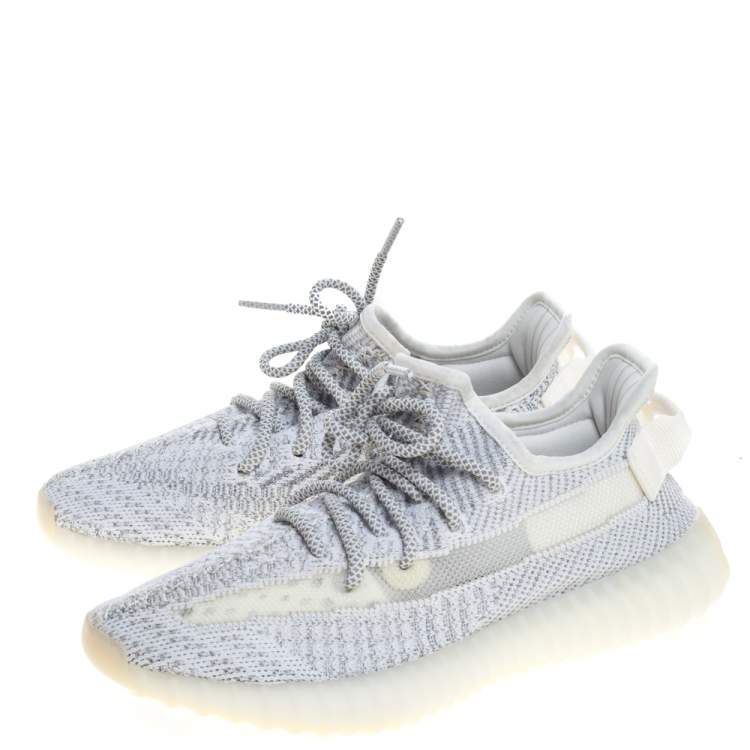 Yeezy x Adidas Grey/White Cotton Knit Boost 350 V2 Static Reflective Sneakers Size 38