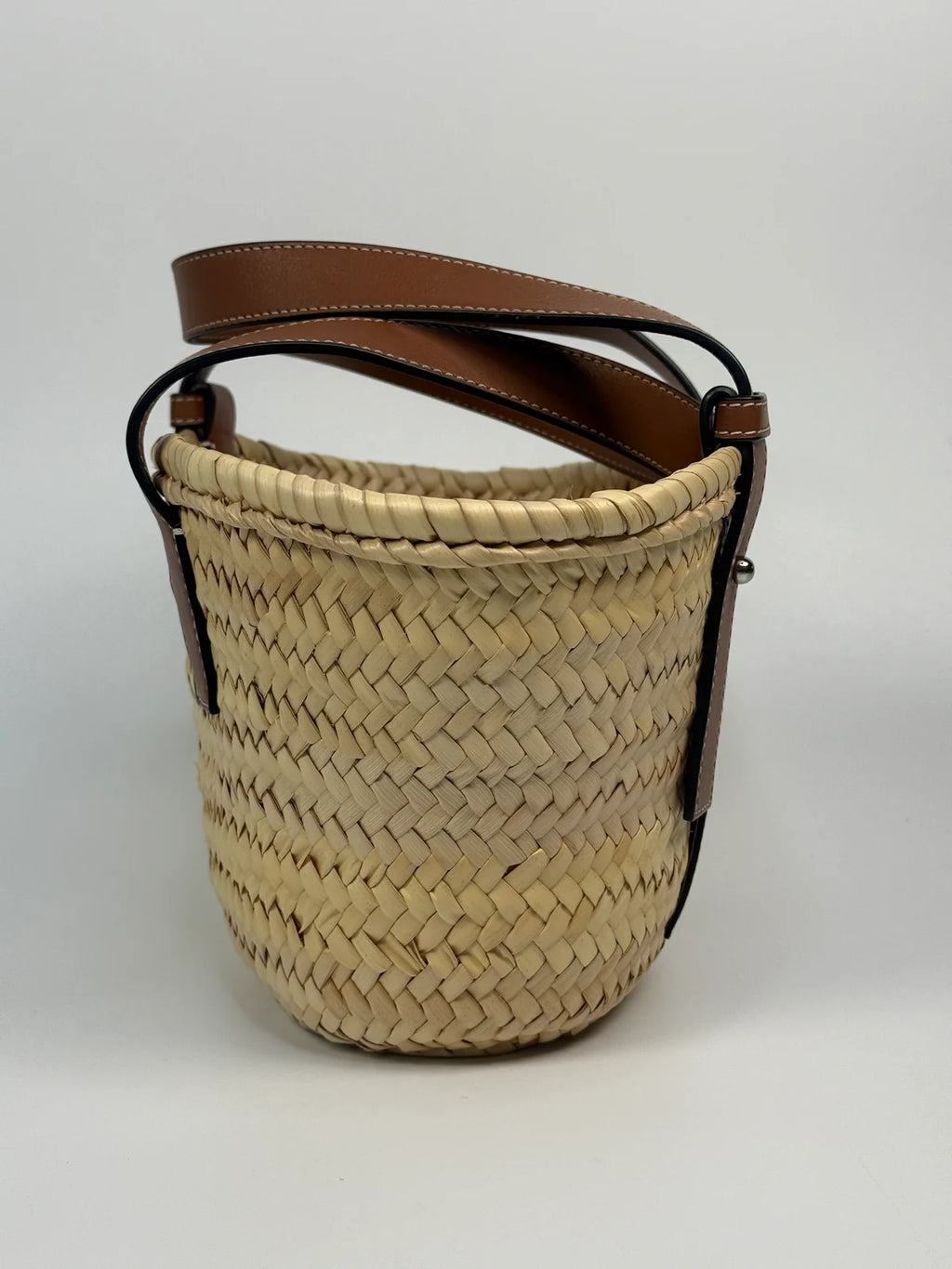 LOEWE WOVEN RAFFIA MINI BASKET BAG