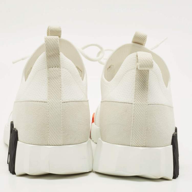 Hermes Lift Size 45 White Fabric and Suede Slip On Sneakers