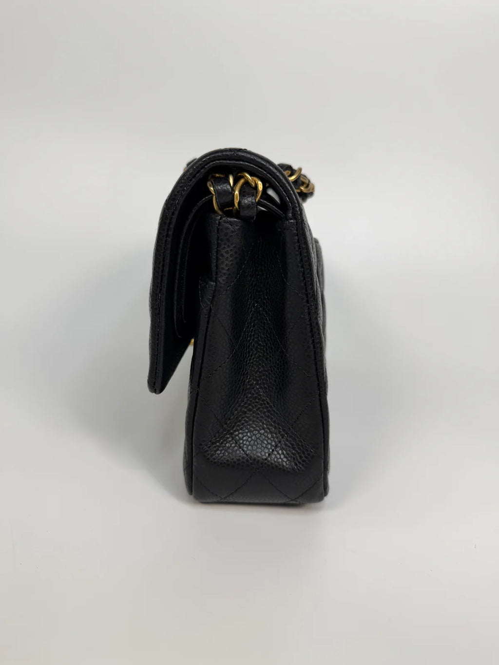 CHANEL MEDIUM CLASSIC DOUBLE FLAP BLACK CAVIAR LEATHER WITH GOLD HARDWARE