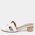 Hermes White Leather Oasis Slide Sandals Size 36.5