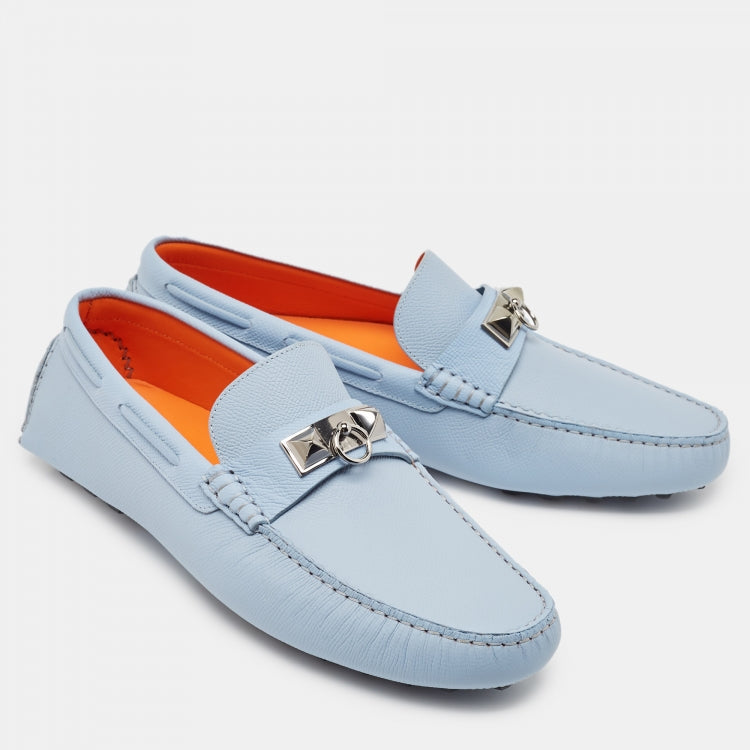 Hermès Blue Leather Irving Loafers Size 43.5