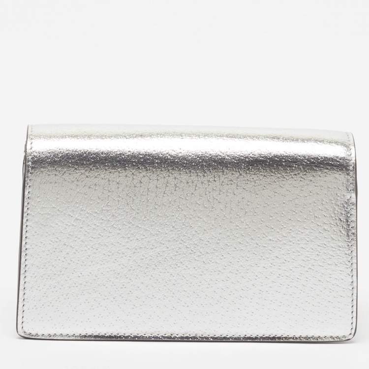 Gucci Dionysus Crystal Super Mini Silver Leather Shoulder Bag