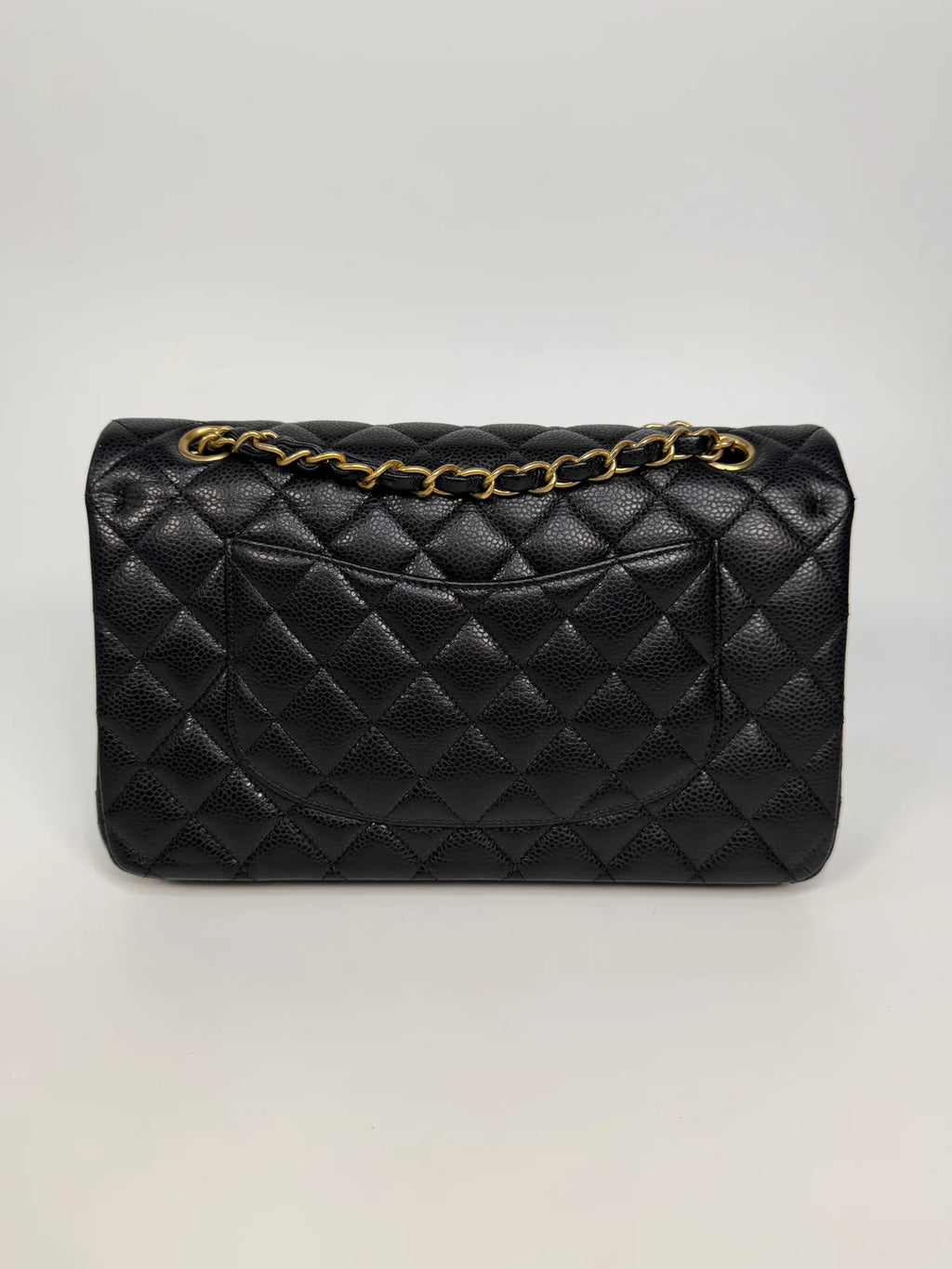 CHANEL MEDIUM CLASSIC DOUBLE FLAP BLACK CAVIAR LEATHER WITH GOLD HARDWARE