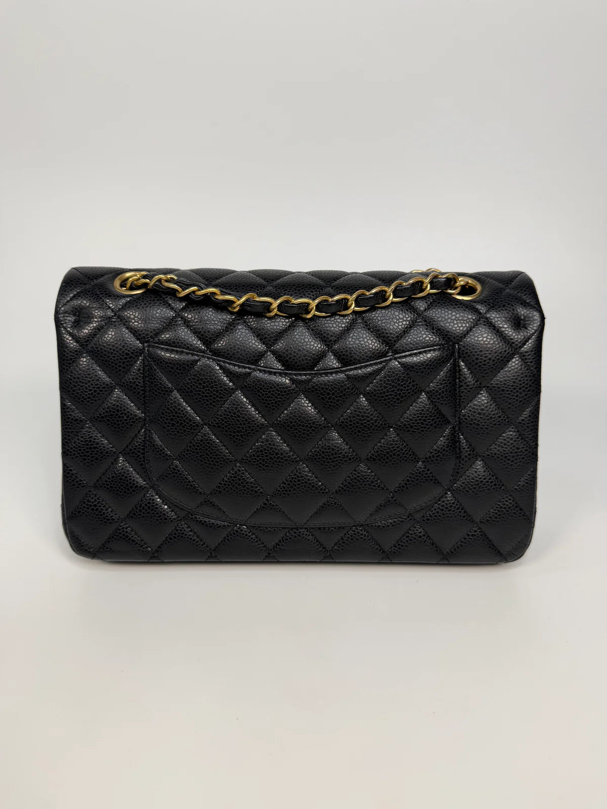 CHANEL MEDIUM CLASSIC DOUBLE FLAP BLACK CAVIAR LEATHER WITH GOLD HARDWARE