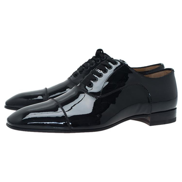 Christian Louboutin Black Patent Greggo Flat Oxfords Size 41