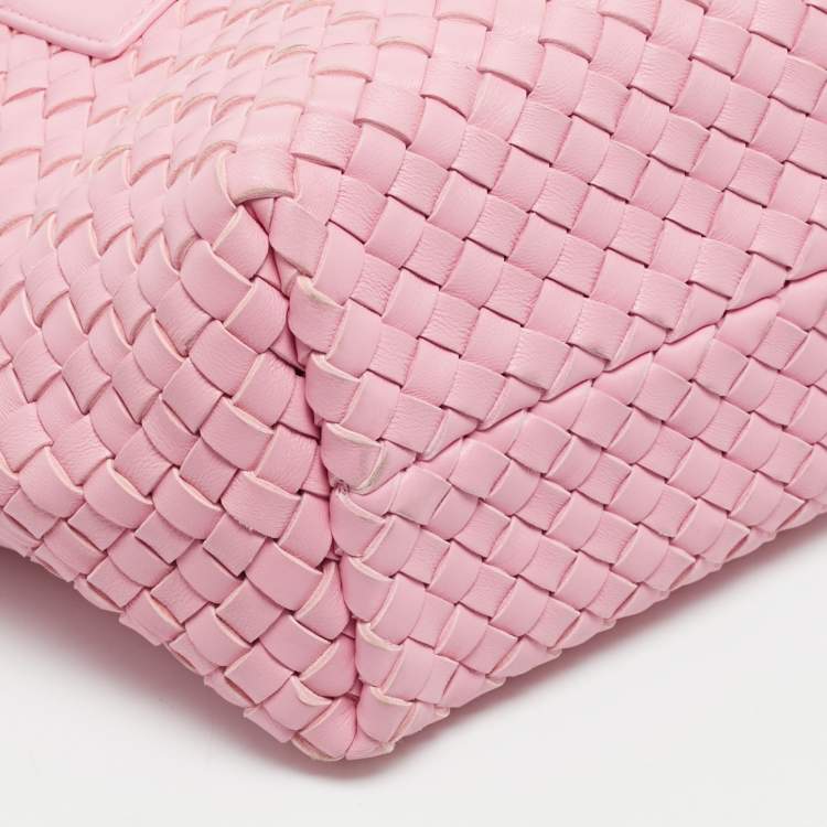 Bottega Veneta Cabat Mini Pink Intrecciato Leather Tote