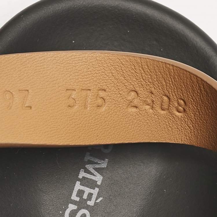 Hermes Brown Leather Genius Sandals Size 37.5