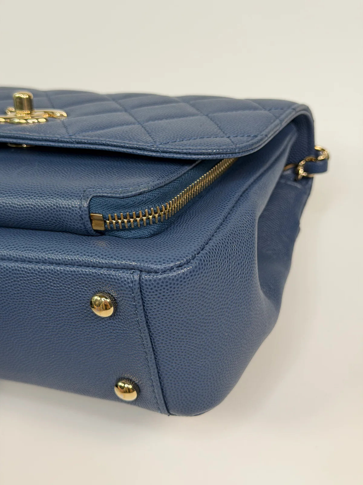 CHANEL MEDIUM BUSINESS AFFINITY BAG IN BLUE CAVIAR WITH GOLD HARDWARE