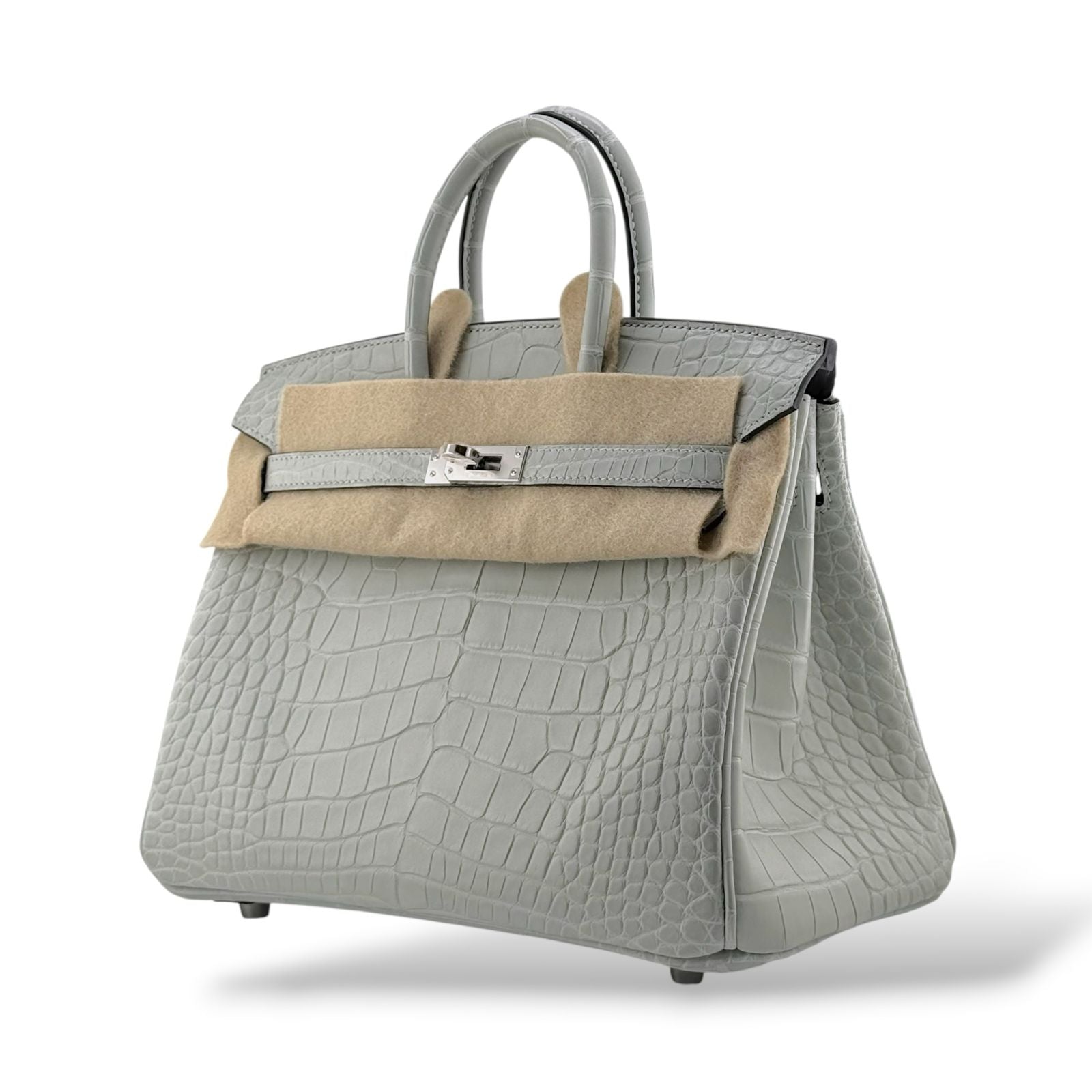 Hermes Birkin 25 Gris Neve Retourne Matte Alligator PHW
