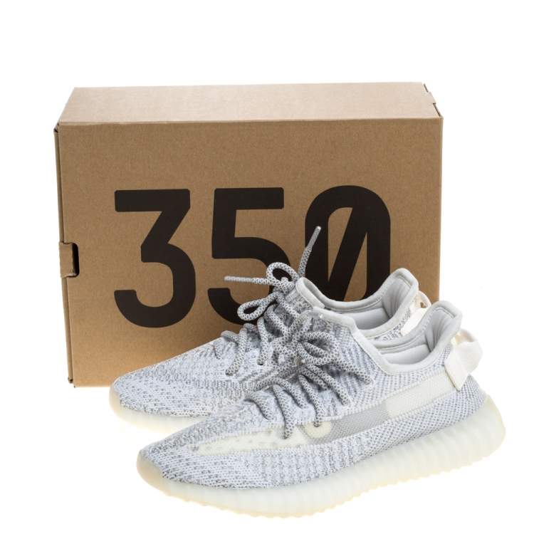 Yeezy x Adidas Grey/White Cotton Knit Boost 350 V2 Static Reflective Sneakers Size 38