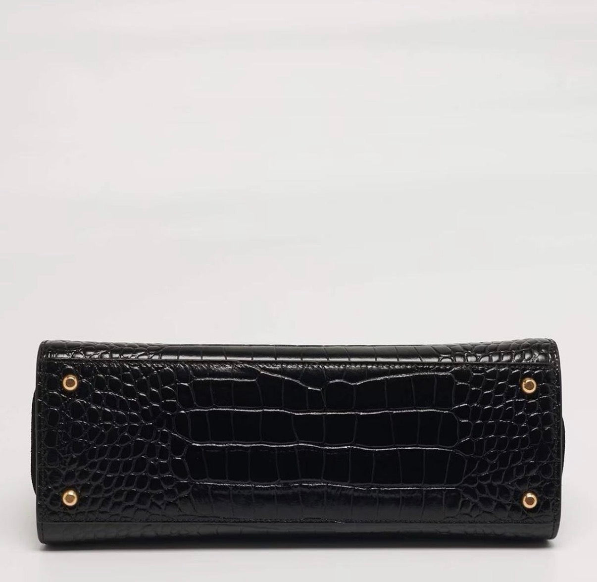 Tory Burch Eleanor Black Croc Embossed Leather Top Handle Bag