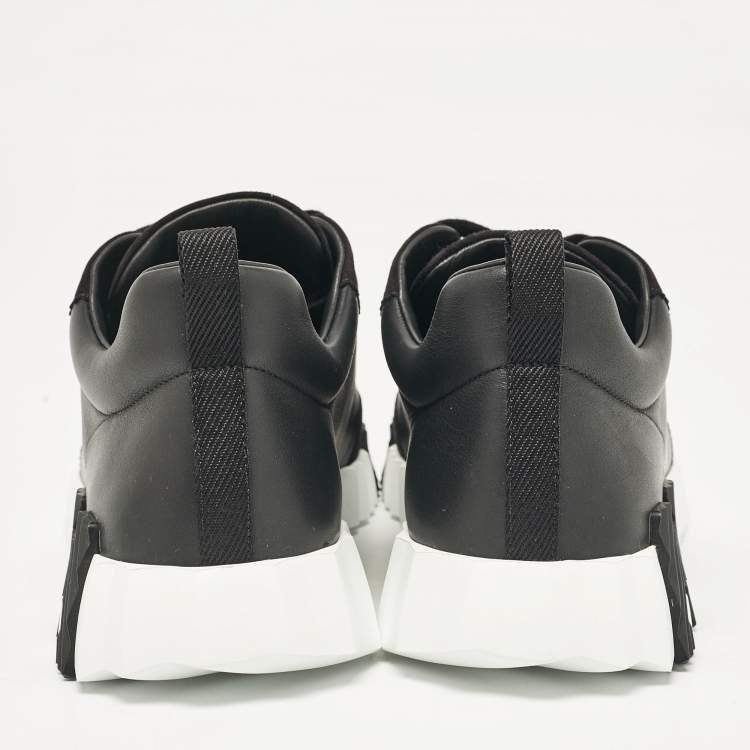 Hermes Black Leather and Suede Bouncing Sneakers Size 43