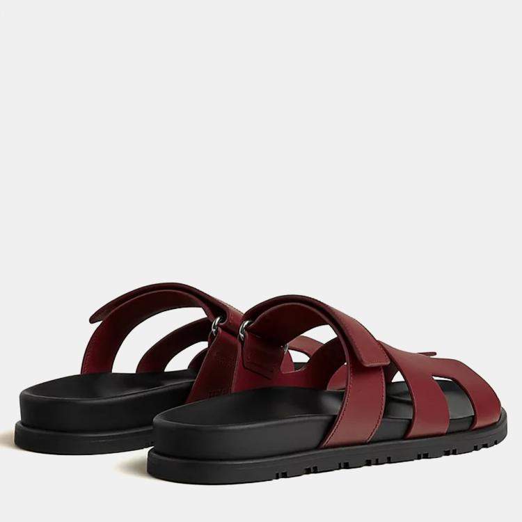Hermes Chypre Sandal Size 37 Rouge H Calfskin
