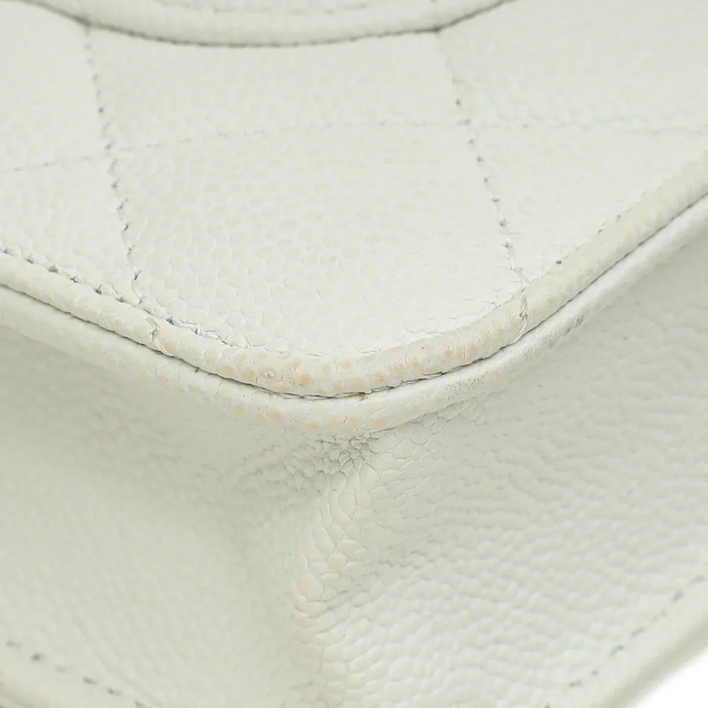 Chanel CC Classic Wallet on Chain White