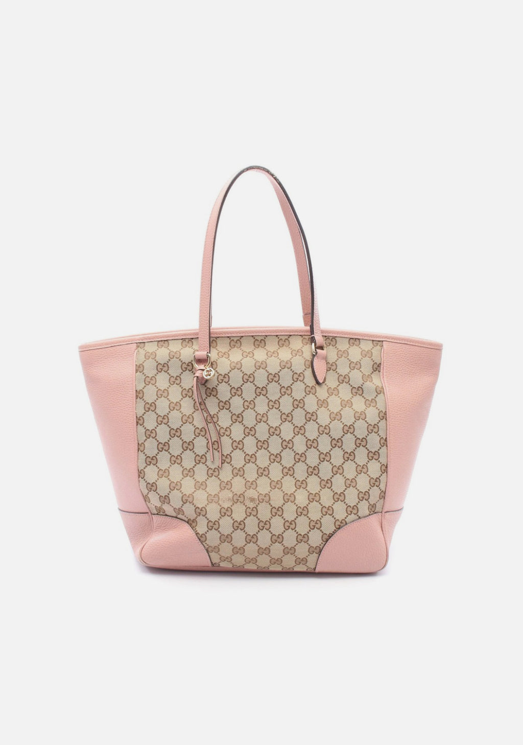 Gucci Canvas Leather Shoulder Tote Bag Beige Brown Pink