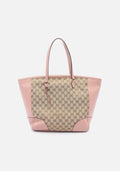 Gucci Canvas Leather Shoulder Tote Bag Beige Brown Pink