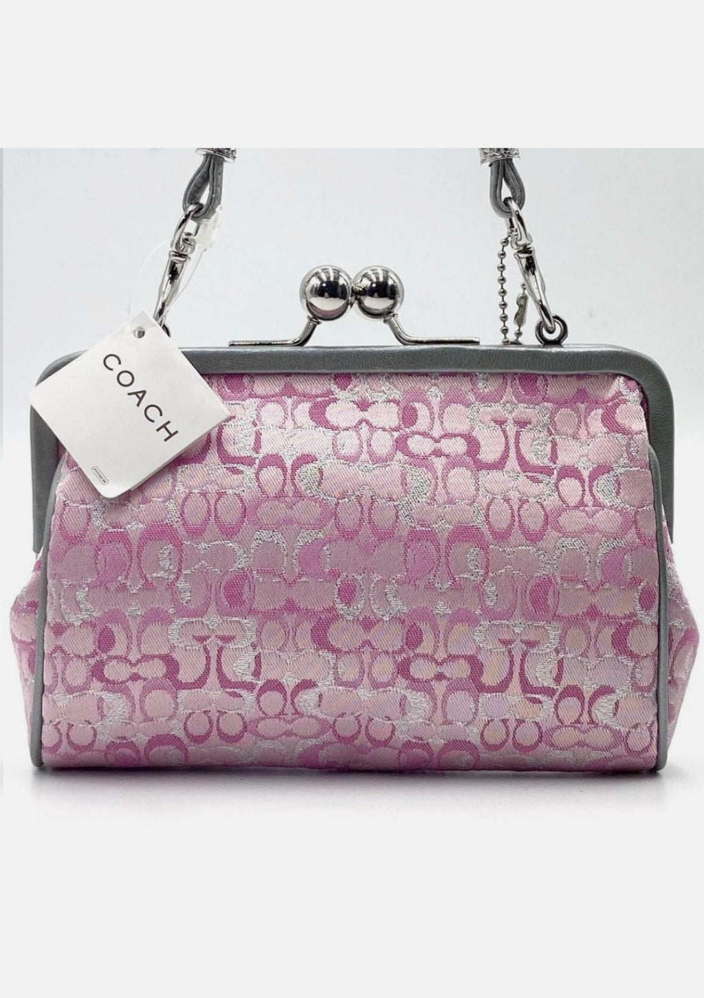 Coach Pink Canvas Leather Clutch Handbag