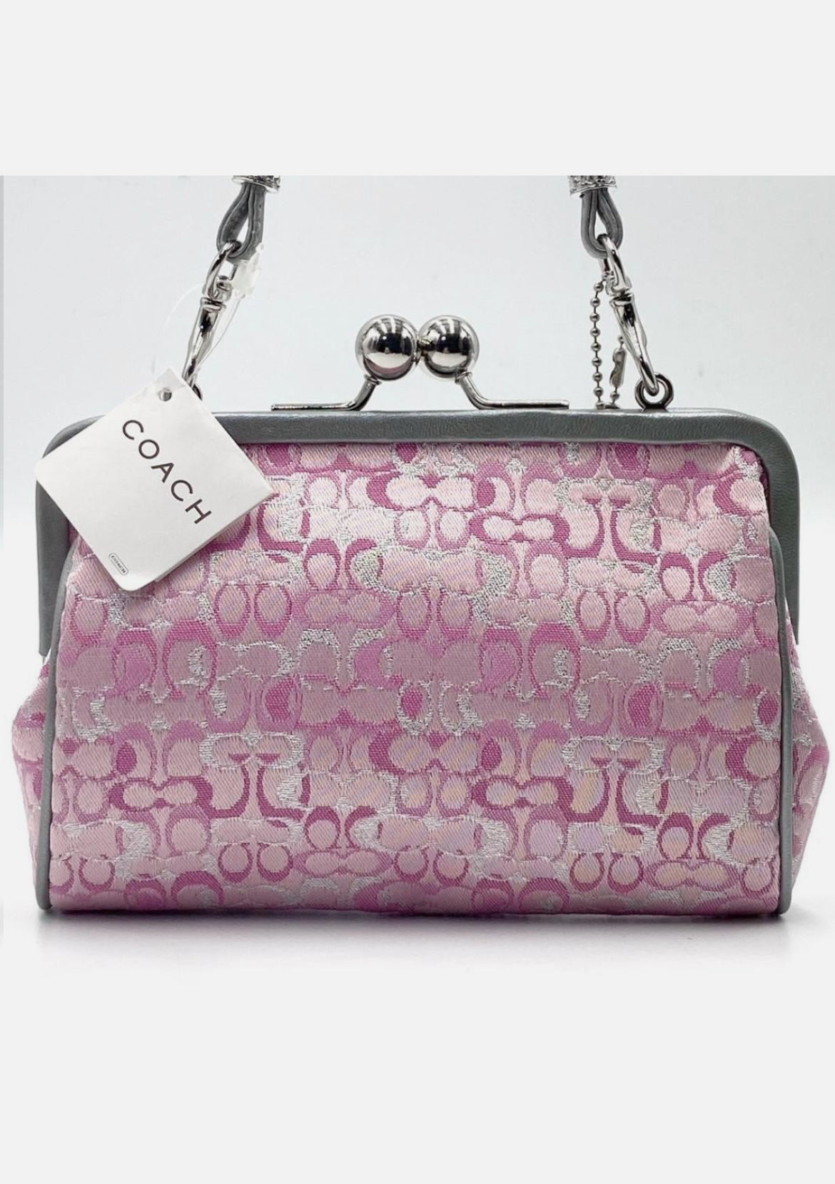 Coach Pink Canvas Leather Clutch Handbag