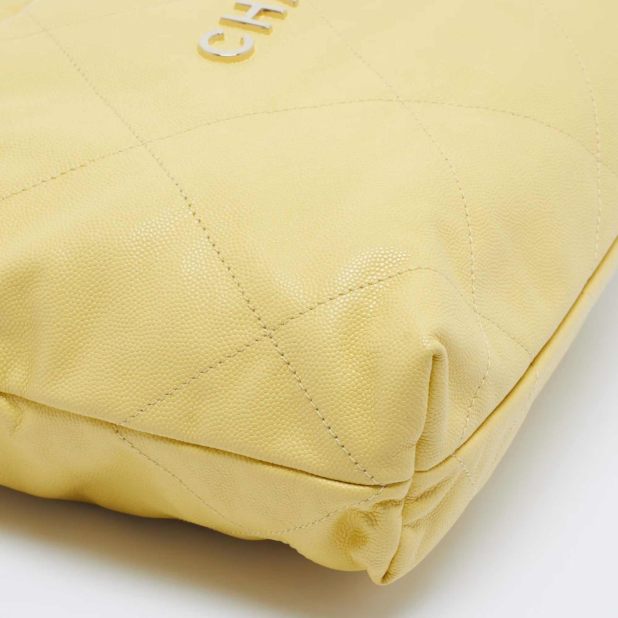 Chanel 22 Medium Yellow Quilted Caviar Leather Bag